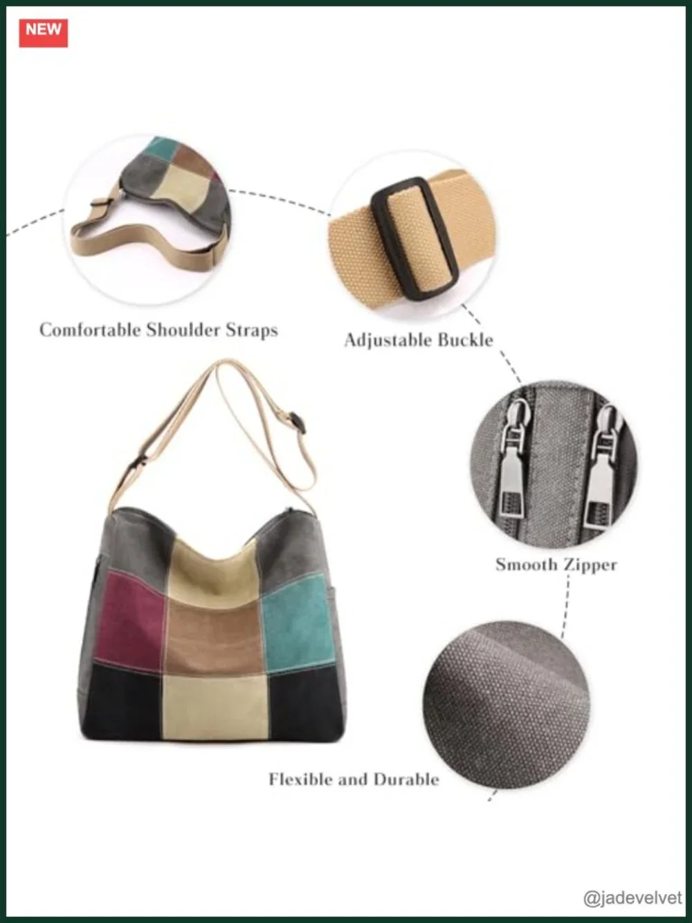 Canvas Multi-Color Splice Large Top Handle Tote Satchel Handbag